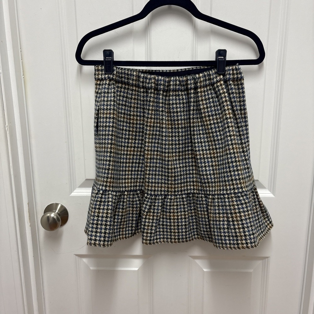 J. Crew‎ Plaid Houndstooth Ruffle Hem Mini Skirt Size 4 - Picture 4 of 8